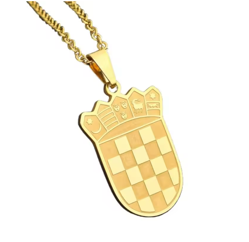 Croatia Coat of Arms Necklace – Gold & Silver Shield Pendant