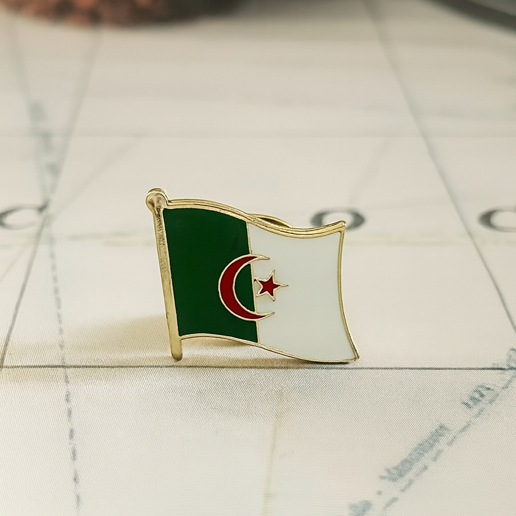 Algeria Flag Lapel Pin – Gold-Trimmed Enamel